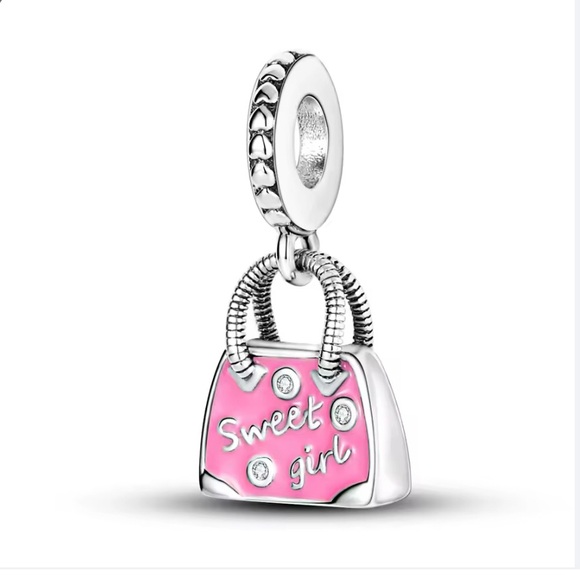 Jewelry - Sterling silver Sweet Girl Pink Handbag Charm Pendant